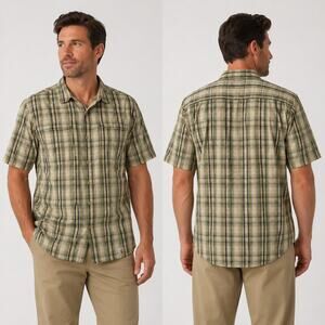 Carhartt Force Relaxed Fit Green Plaid Vented Shirt Men’s Large Short Sleeve